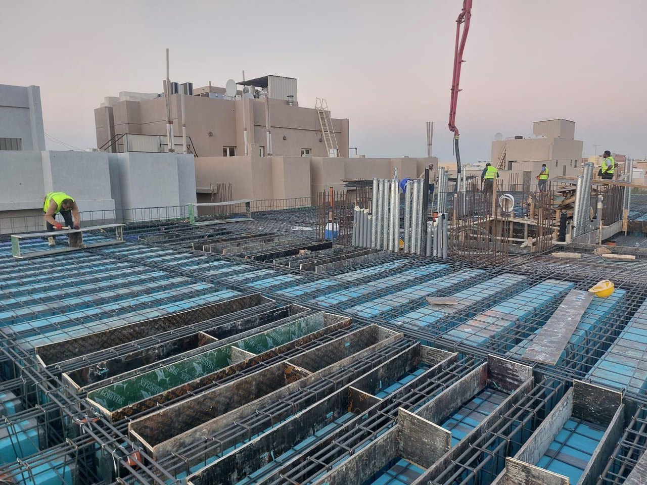 Slab reinforcement before concrete pour